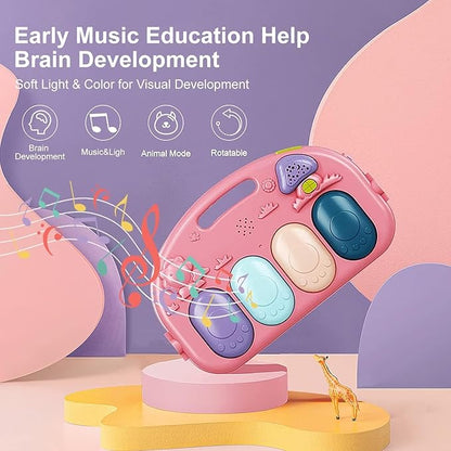 dearlomum Baby Play Mat Baby Gym,Funny Play Piano Tummy Time Baby Activity Gym Mat with 5 Infant Sensory Baby Toys and 2 Baby Soft Rattles 0 to 3 6 9 12