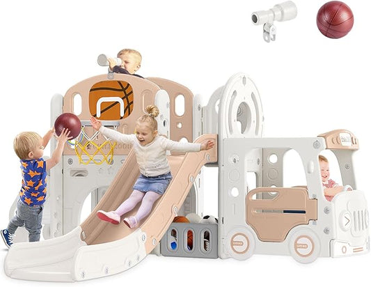 10 in 1 Toddler Slide, Baby Slide for Toddlers Age 1+ with Ring Toss
