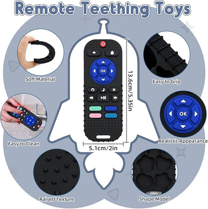 AiTuiTui Sensory Montessori Baby Teething Toys, Silicone Remote Control Teether Toddler Travel Toys for 3 6 9 12 Months