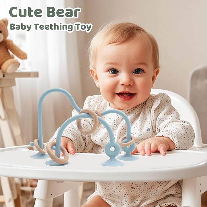 Baby Teething Chew High Chair Suction Toys - Baby Teething Toys Silicone Teethers, Baby Table Toys 6 12 18 Months