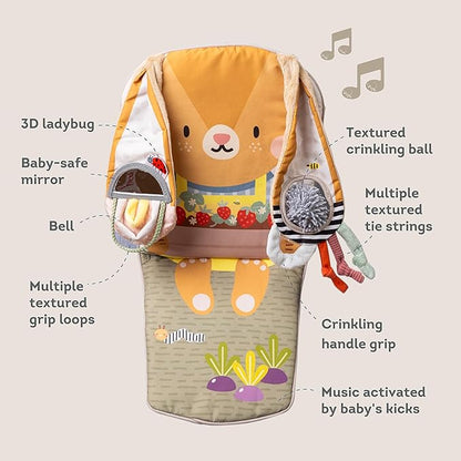 Taf Toys Play & Kick Infant Car Seat Toy for Babies, Newborn Rear-Facing Activity Center with Music, Light, Mirror & Rattling Toys, Promotes Motor Skills Development, 0-18 Months Travel Baby Toy