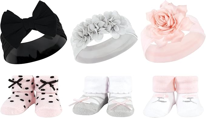 Hudson Baby Girl's Headband and Socks Giftset