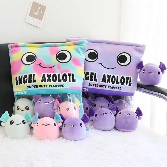 Axolotl Plush Pillow Throw Pillow, Cute Axolotl Plush Toys Doll (6 pcs,