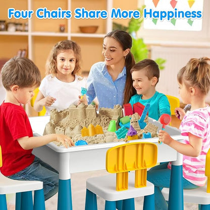 Toddlers Kids Table and Chair Set: Activity Table with 152Pcs 4 Chairs 3-10 Year