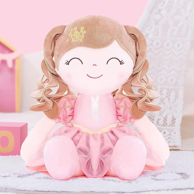 Gloveleya Dolls Baby Girl Gifts Soft Plush Doll Pink Crown 14"