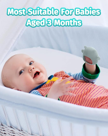 USLAI 2 Packs Baby Teething Toy for Over 3 Months, Food Grade Silicone Teething Mitten