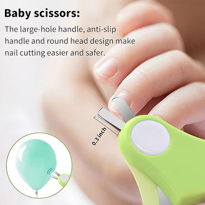 Baby Nail Clippers Kit Baby Grooming Set with Nail Clippers, Scissors, Nail File & Tweezers Baby Care Kit Fingernail Cutter for Baby,Newborn,Infant,Toddler,Kid(Green)