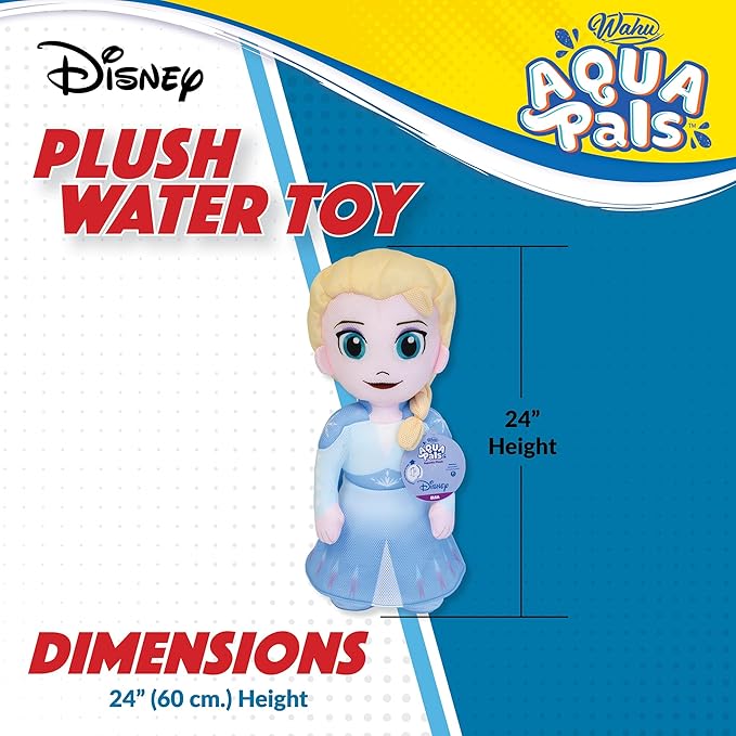 WAHU Aqua Pals Disney Classic Elsa Plush Water Toy for Kids Ages 2+, Fast-Drying Waterproof Plush Doll Toy for Pool and Bathtub 26"