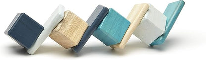 8 Piece Tegu Pocket Pouch Magnetic Wooden Block Set, Blue