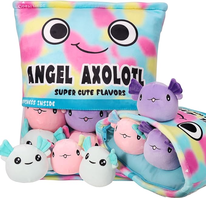 Axolotl Plush Pillow Throw Pillow, Cute Axolotl Plush Toys Doll (6 pcs,
