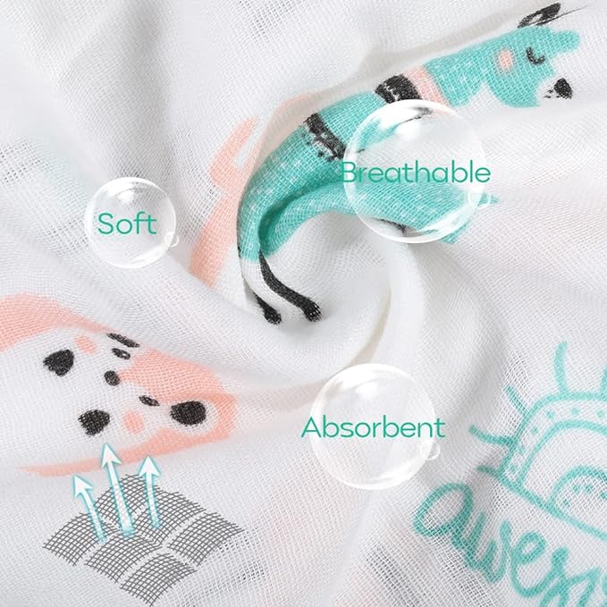 Yoofoss Muslin Burp Cloths for Baby 10 Pack 100% Cotton 20''X10'' Super