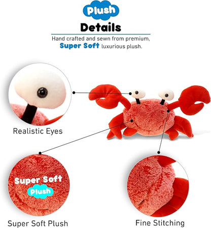 DolliBu Red Crab Stuffed Animal - Super Soft Crab Plush Toy, Cute Crab Ocean Stuffed Animal for Boys and Girls -12 Inches