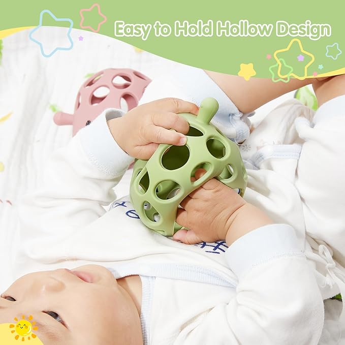 Baby Teething Toy with A Toy Strap for Babies 0-6 6-12 Months, Food-Grade Silicone Teething Mitten
