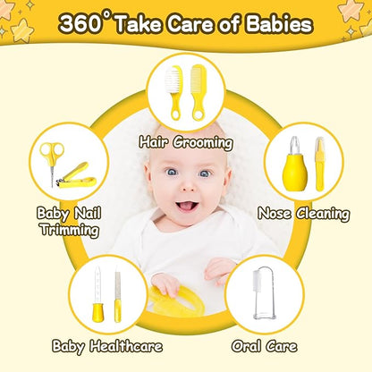Baby Grooming Kit for Boys Girls Safety Newborn Nursery Essentials Grooming Set Gift for First-time Parents, Yellow 25 in 1