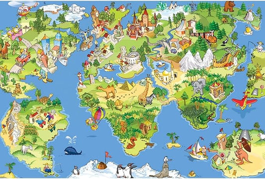 HUADADA Jigsaw Puzzles for Kids 100 Pieces, World Map Floor Toys Montessori Games Learning Education Activities Birthday Gifts for Toddlers Boys Girls Ages 5 6 7 8+ Years Old (15"x10") 1:1 Poster