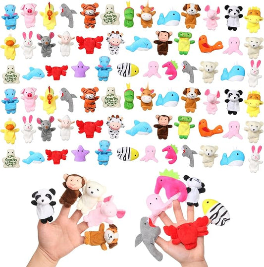 100 Pcs Animal Finger Puppets 29 Small Soft Velvet Dolls