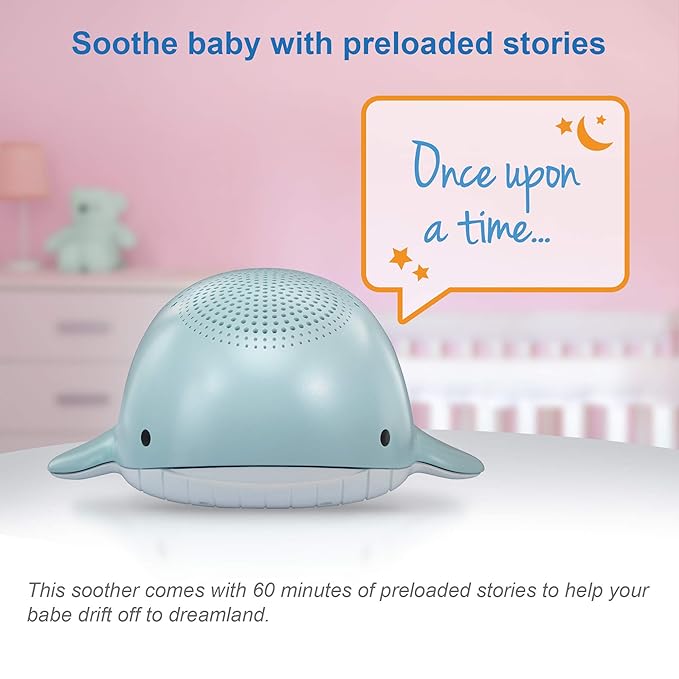 VTech Communications BC8312 Wyatt The Whale Storytelling Baby Sleep Soother with a White Noise Sound Machine Featuring; 10 Stories, 10 Ambient Sounds & 10 Calming Melodies with Glow-on-Ceiling
