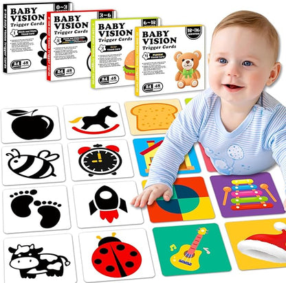 High Contrast Baby Flash Cards Baby Visual Stimulation Cards, 192Page Black and White Colorful Baby Toys for 0-3-6-12-36 Months Newborn Infant