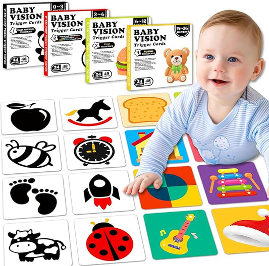 High Contrast Baby Flash Cards Baby Visual Stimulation Cards, 192Page Black and White Colorful Baby Toys for 0-3-6-12-36 Months Newborn Infant