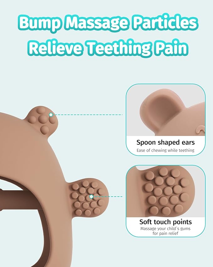 USLAI 2 Packs Baby Teething Toy for Over 3 Months, Food Grade Silicone Teething Mitten