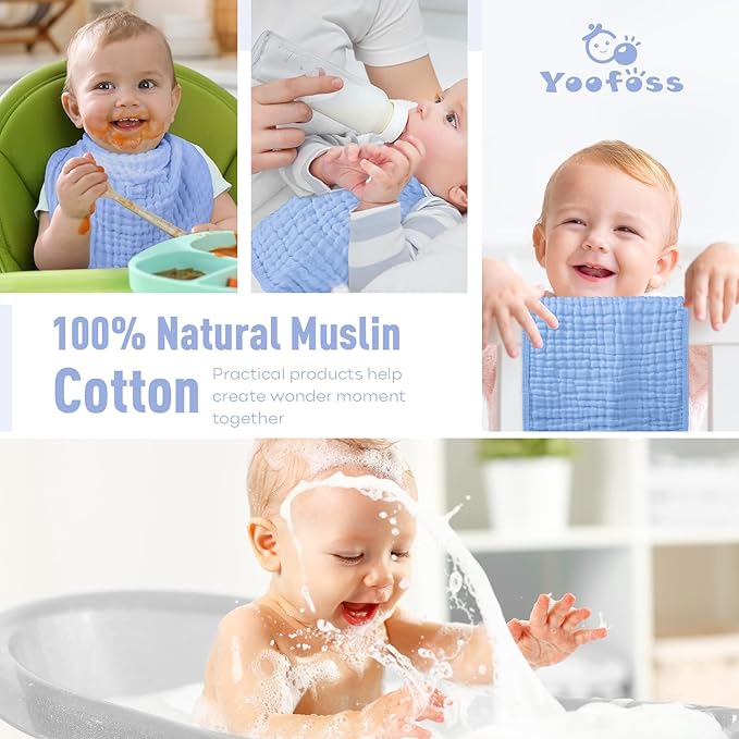 Yoofoss Muslin Burp Cloths for Baby 10 Pack 100% Cotton 20''X10'' Super