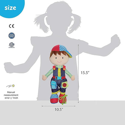 June Garden 15.5" Dressy Friends Lucas - Educational Stuffed Plush Doll for Kids and Toddlers 2 Years and Up