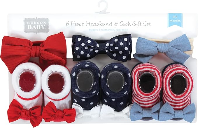 Hudson Baby Girl's Headband and Socks Giftset