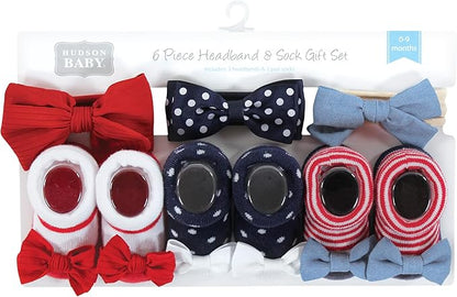 Hudson Baby Girl's Headband and Socks Giftset