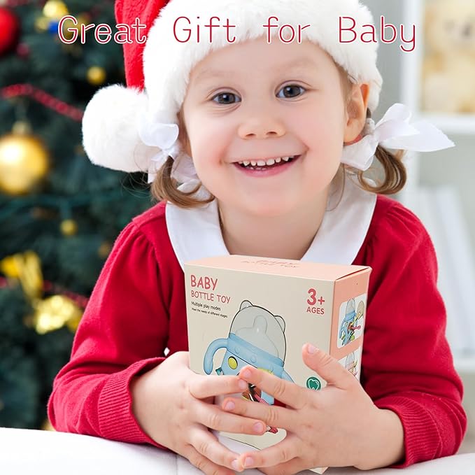 Montessori Toy for Baby 18+ Months, Cute Bottle Shape Baby Sensory Teething Toys with Rattles for Toddlers Boy Girl Birthday Gifts……