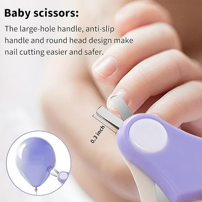 Baby Nail Clippers Kit Baby Grooming Set with Nail Clippers, Scissors, Nail File & Tweezers Baby Care Kit Fingernail Cutter for Baby,Newborn,Infant,Toddler,Kid(Purple)