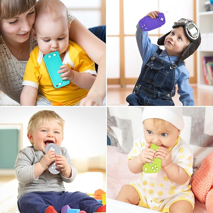 Chuya Baby Teether Toys,Remote Teething Toys Chew Toy for Babies 3-12 Months(4 Pack)