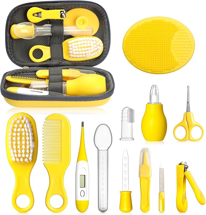 Baby Healthcare and Grooming Kit, Portable Baby Safety Care Set, Baby Essentials kit for Newborn(Yellow 13 in 1)