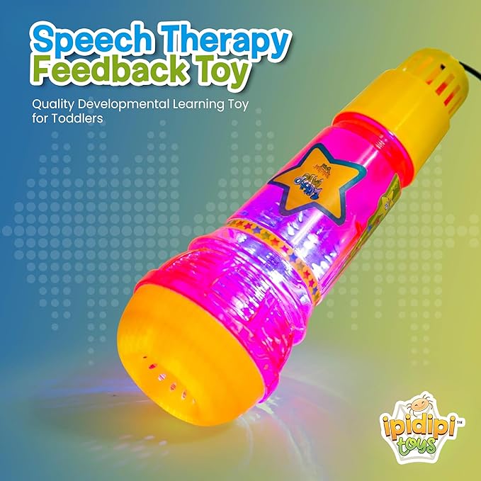 IPIDIPI TOYS Echo Mic for Kids and Toddlers - Magic Microphone with Multicolored Flashing Light and Fun Rattle