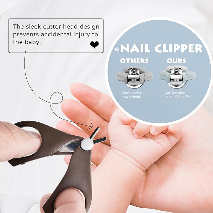 Baby nail clippers set, baby manicure set and pedicure set with cute case. Baby grooming gift set for newborns, infants and toddlers