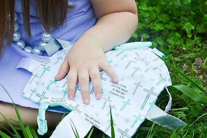 Baby Sensory, Security & Teething Closed Ribbon Tag Lovey Blanket 8?ØX8??(Prayer)