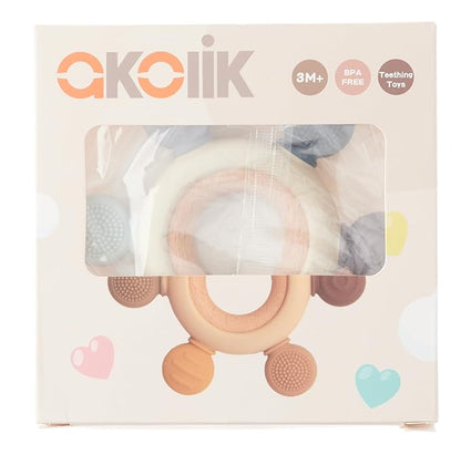 akolik Teething Toys for Babies, Baby Teethers Toy Teething Ring Silicone 3+ Months