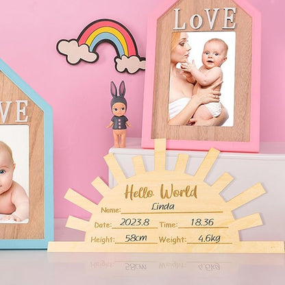 R HORSE Baby Birth Announcement Sign with Marker Pen, Boho