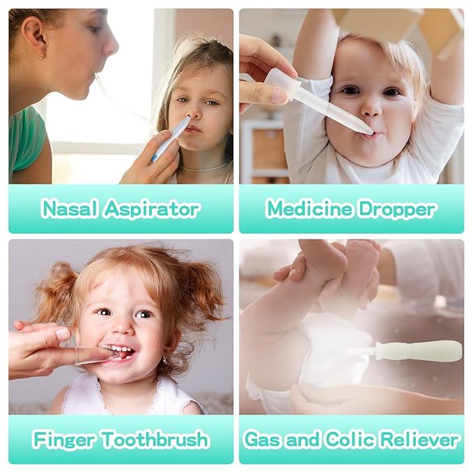 Baby Healthcare and Grooming Kit, 21 in 1 Portable Baby Essentials Kit with Gas Relief Hair Brush Comb Nasal Aspirator for Newborn Boys Girls (21 Kits-Green)