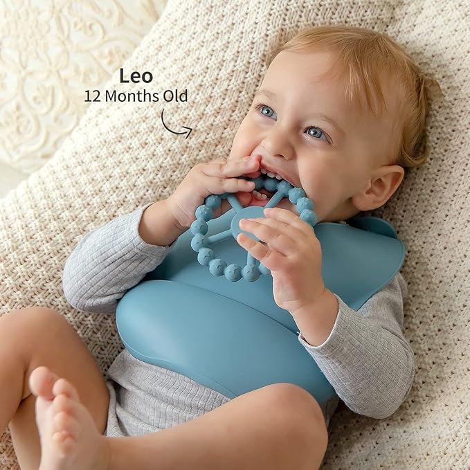 SAMiGO Silicone Teethers for Babies 0-6 6-12 Months Baby Teething 2 Pack
