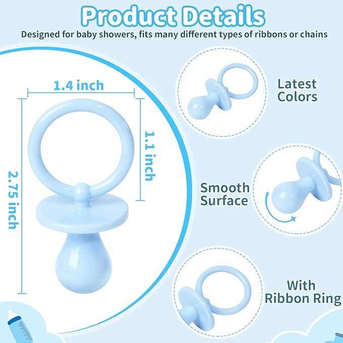 36 Plastic Pacifiers for Baby Shower Game, 2.75?ÖŌĆ?Baby Shower Pacifiers
