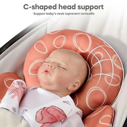 Mamatepe Infant Car Seat Insert, Baby Seat Head and Body Support for Newborn, Soft Breathable, Reversible Design, Fits for Stroller, Baby Swing, Rocker, Bassinets, Pushchair, Orange