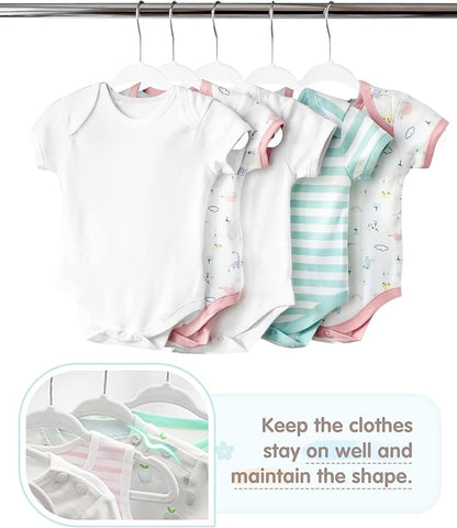 Baby Hangers, VIS'V 11 Inch White Velvet Kids Hangers with 6 Pcs Size Dividers Non Slip Nursery Children Closet Clothes Hangers for Infant Toddler Girls and Boys 50 Pcs