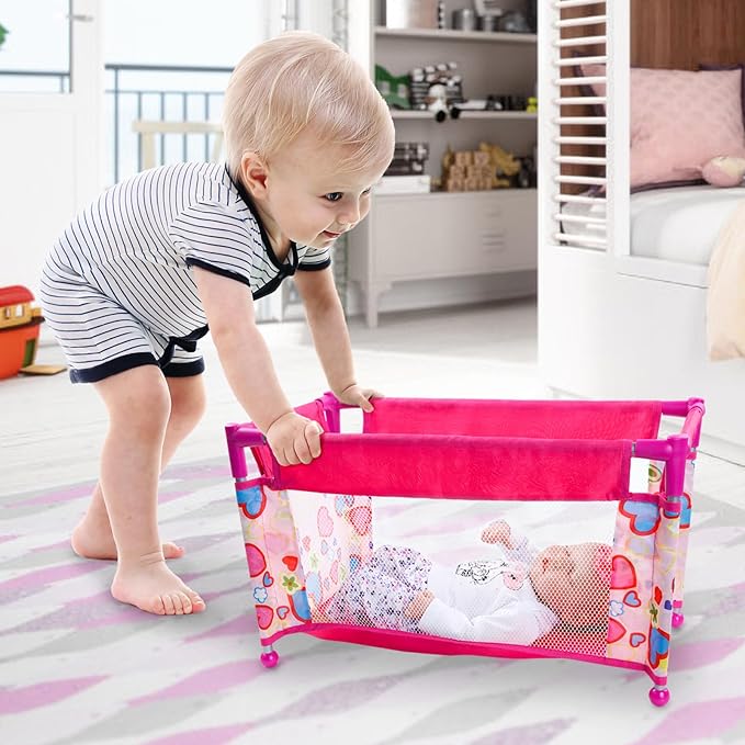 BABESIDE Baby Doll Crib, Baby Doll Bed for 17-21 Dolls