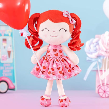 Gloveleya Soft Dolls Plush Figure Key Chain Curly Hair Red 12inches