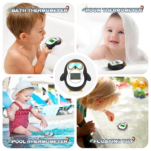 Bath Thermometer for Baby, Safety Pregnancy Bathtub Thermometer with Battery Power Display Feature, Floating Water Temperature Gauge, Auto On/Off Baby Shower Thermometer
