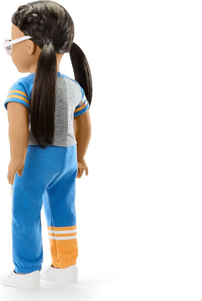 American Girl Los Angeles Chargers 18 inch Doll Fan Outfit and Accessories, Blue and Yellow, 6 pcs, Ages 6+