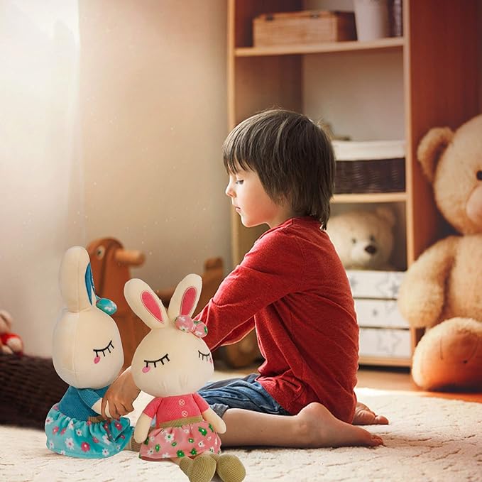 Set of 2 Easter Plush Bunny Rabbit, 18.3 in Doll Rabbit Stuffed Animal Huggable Rabbit Christmas Easter Girls' Gift Room Decorations