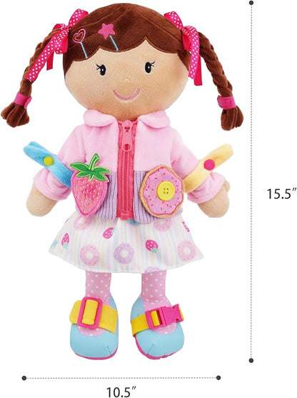 June Garden 15.5" Dressy Friends Daisy - Educational Stuffed Plush Doll for Kids and Toddlers 2 years and Up