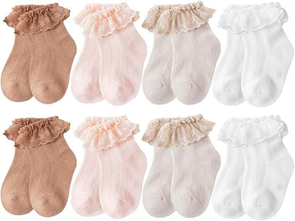 QandSweet Baby Girls' Eyelet Flower Socks Ankle Sock for Newborn