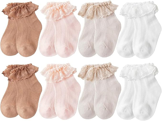 QandSweet Baby Girls' Eyelet Flower Socks Ankle Sock for Newborn
